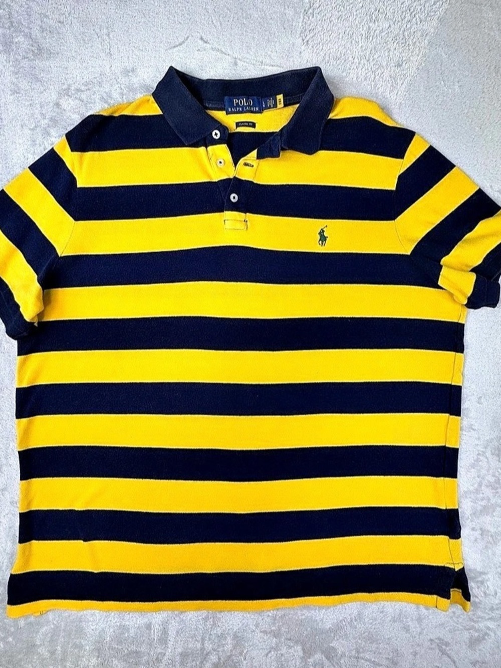 Polo Ralph Lauren Classic Fit Polo Yellow & Blue stripe Large